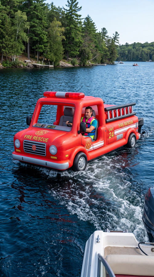 RescueRaft Firetruck — Motorized Ride-On Water Float