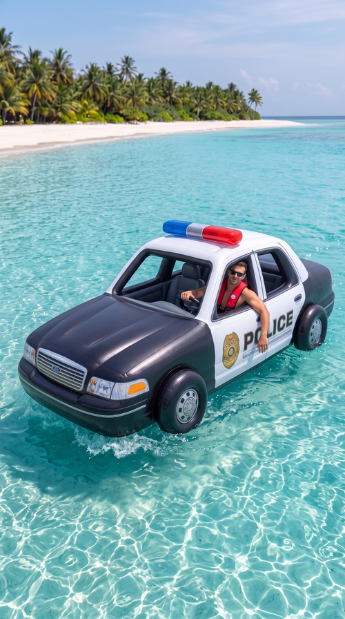 RescueRaft Police Cruiser — Motorized Ride-On Water Float